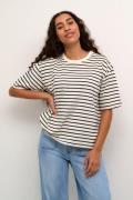 Kaffe Kawinny 1/2 Sleeve Tshirt Kvinde Antique White/black Stripe Kort...