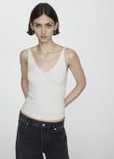 MANGO Knit Strap top Kvinde Light Beige Tanktoppe Str XS - hos Magasin