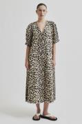 Second Female Leoa Poplin Leopard Maxi Kjole Kvinde Kelp Maxi Kjoler S...