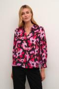 Kaffe Katanya Shirt 3/4 Sleeve Kvinde Pink Faded Flower Langærmede Blu...