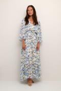 Kaffe Kaeva Dress Kvinde Blue/yellow Painted Flower Maxi Kjoler Str 40...