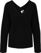 YAS Yasemilie LS Vneck Knit Pullover S Kvinde Sort Sweaters Str L - ho...