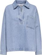 ONLY Onlbirdie L/S Polo Denim Shirt AZG Kvinde Light Blue Denim Skjort...