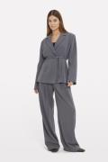 Envii Enwilla Pants 7092 Kvinde Mid Grey Mel Bukser Med Brede Ben Str ...