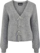 Pieces Pcanna Glitter BOW Vneck Cardigan Kvinde Medium Grey Melange/si...