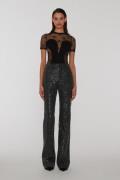 ROTATE Birger Christensen Twill Sequin Jeans Kvinde Black Bukser Med L...