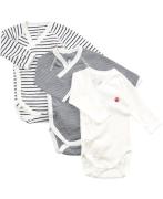 Petit Bateau 3 Bodies Naiss ML Varian3m Str 3M - Variante 1 Langærmede...