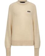 ROTATE Birger Christensen Light Knit Logo Sweater Kvinde Parchment Lan...