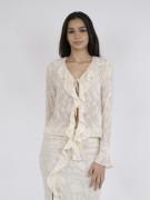 Neo Noir Anika Burnout Blouse Kvinde Off White Langærmede Bluser Str 4...