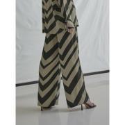 Minus Jalia High Waisted Wide Leg Pant Kvinde Jungle Green Print Bukse...