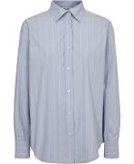 Filippa K Stripe Poplin Shirt Kvinde Faded Blue Langærmede Skjorter St...