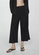 MANGO Wideleg Linen Trousers Kvinde Black Bukser Med Brede Ben Str S -...