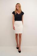 Kaffe Penny Skirt Kvinde Chalk Korte Nederdele Slim Fit Str L - Bomuld...