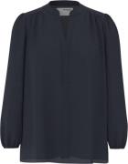 Selected Femme Slfviva LS Vneck TOP Noos Kvinde Mørkeblå Toppe Str 40 ...