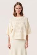 Soaked in Luxury Slrava Rinna Pullover Kvinde Pearled Ivory Sweaters C...