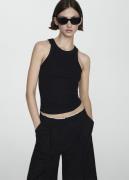 MANGO Ribbed Cottonblend top Kvinde Black Tanktoppe Str XS - hos Magas...