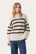 Part Two Rajanapw PU Kvinde Whitecap Gray Stripe Sweaters Relaxed Fit ...