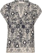 Cream Crpaya SS Blouse Kvinde Total Eclipse Ethnic Tapestry Langærmede...