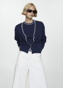 MANGO Cardigan With Contrasting Finish Kvinde Navy Cardigans Str L - h...