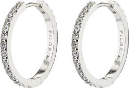 Pilgrim Ebna Medium Crystal Hoops Silverplated One size - Creoler hos ...