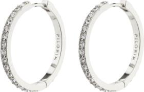 Pilgrim Ebna Large Crystal Hoops Silverplated One size - Creoler hos M...