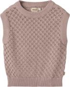 Wheat Strik Vest Saga Str 3 år / 98 cm - Dry Rose Toppe hos Magasin