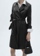 MANGO Leathereffect Trench Coat Kvinde Black Trenchcoats Str XS - Læde...