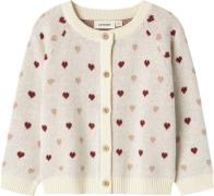 Lil' Atelier Nmfsaran LS Knit Card Heart LIL Str 92 - Turtledove Cardi...