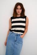 Kaffe Kalizzy Knit Slipover Kvinde Black/turtledove Bold Stripe Strikv...