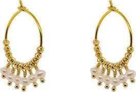 BeChristensen Mathilde Pearl Earrings Gold 15mm - Creoler hos Magasin