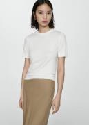 MANGO Short Sleeve Sweater Kvinde Light Beige Kortærmet Strik Str S - ...