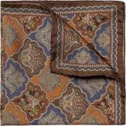 ETON Brown Medallion Print Silk Pocket Square One Size - Slips hos Mag...