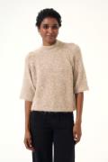 Kaffe Kaemilie Knit Pullover Kvinde Major Brown Melange Kortærmet Stri...