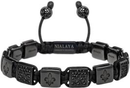 Nialaya Men's Ceramic Flatbead Bracelet in Black M - Armbånd Stål hos ...