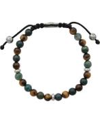 Nialaya Men's Beaded Bracelet With Aquatic Agate, Brown Tiger Eye an M...