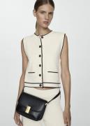 MANGO Knitted Waistcoat With Contrast pip Kvinde Light Beige Strikvest...