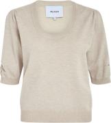 Minus Pam Scoop Neck Knit Tshirt Kvinde Sand Gray Melange Kortærmet St...