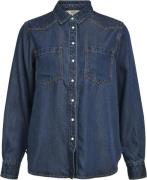 Object Objframe LO L/S Denim Shirt CC1 AW Kvinde Dark Blue Denim Denim...