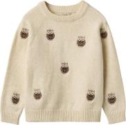 Fliink Alon OWL Pullover Str 2Y/92 - Sandshell Strik Polyester hos Mag...