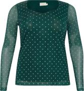 Kaffe Curve Kcautumna Mesh Blouse Kvinde Black/white Flower Print Lang...