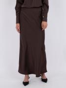 Neo Noir Vicky Heavy Sateen Skirt Kvinde Dark Brown Maxi Nederdele Str...