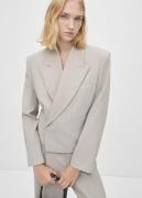 MANGO Doublebreasted Suit Jacket Kvinde Lt Pastel Grey Blazere Str L -...