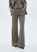 MANGO Trousers. - Liam Kvinde Beige - Khaki Bukser Med Brede Ben Str 4...