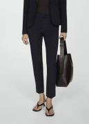 MANGO Pleated Suit Trousers Kvinde Navy Bukser Med Lige Ben Str 40 - h...