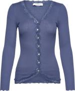 Rosemunde Silk Cardigan w/ Lace Kvinde True Navy Cardigans Str L - hos...