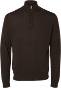 Selected Homme Slhtray LS Knit Merino Half ZIP NOO Mand Chocolate Tort...