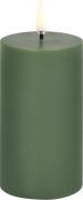 Uyuni LED Pillar Candle, Olive Green. Smooth, 5,8x10,1 cm Olive Green ...