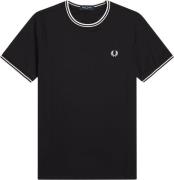 Fred Perry M1588 Core Mand Black Kortærmede T-shirts Str L - Bomuld ho...