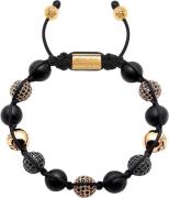 Nialaya Men's Beaded Bracelet With Matte Onyx and Black/gold CZ Diam M...