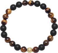 Nialaya Men's Wristband With Matte Onyx and Brown Tiger Eye XL - Armbå...